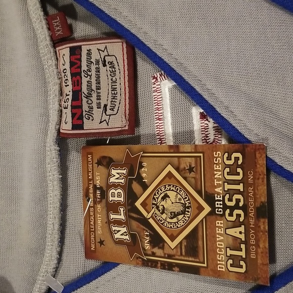 NWT! Big Boy Headgear Negro League Detroit Stars NLBM Gray, Red and Blue Jersey - Picture 6 of 7